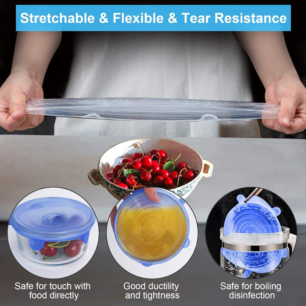 YXYL 14 PCS Reusable Silicone Stretch and Seal Lids for Food Storage. Flexible Round Silicone Bowl Covers. 7 Different Sizes - Keep Food Fresh