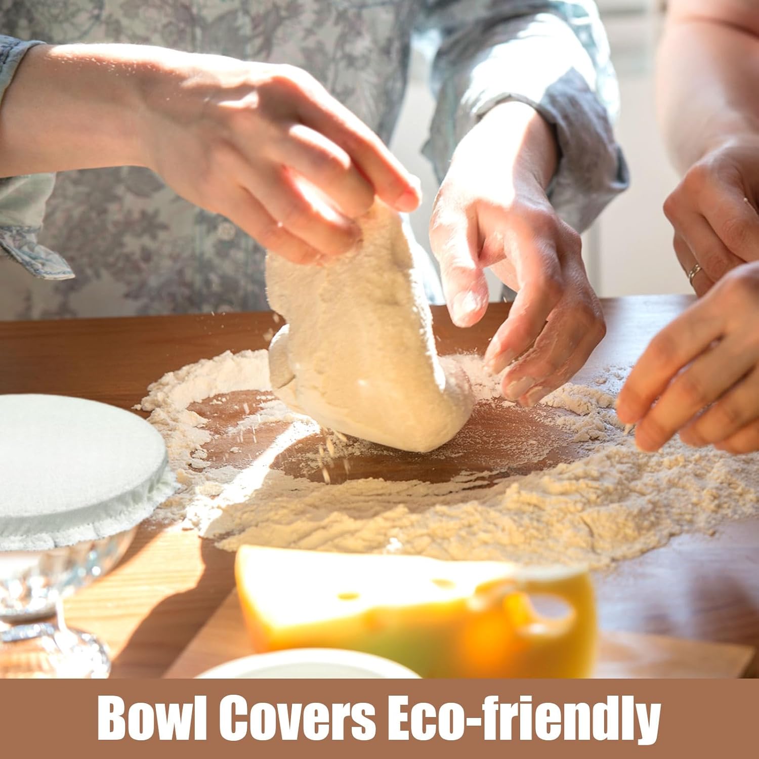 Patelai 10 Pcs Bowl Covers Reusable in 5 Size Stretch Cloth Fabric Elastic Food Storage Bowl Covers Bread Sourdough Lids for Proofing Food Fruits Leftover(Brown.Earth Tone Style)