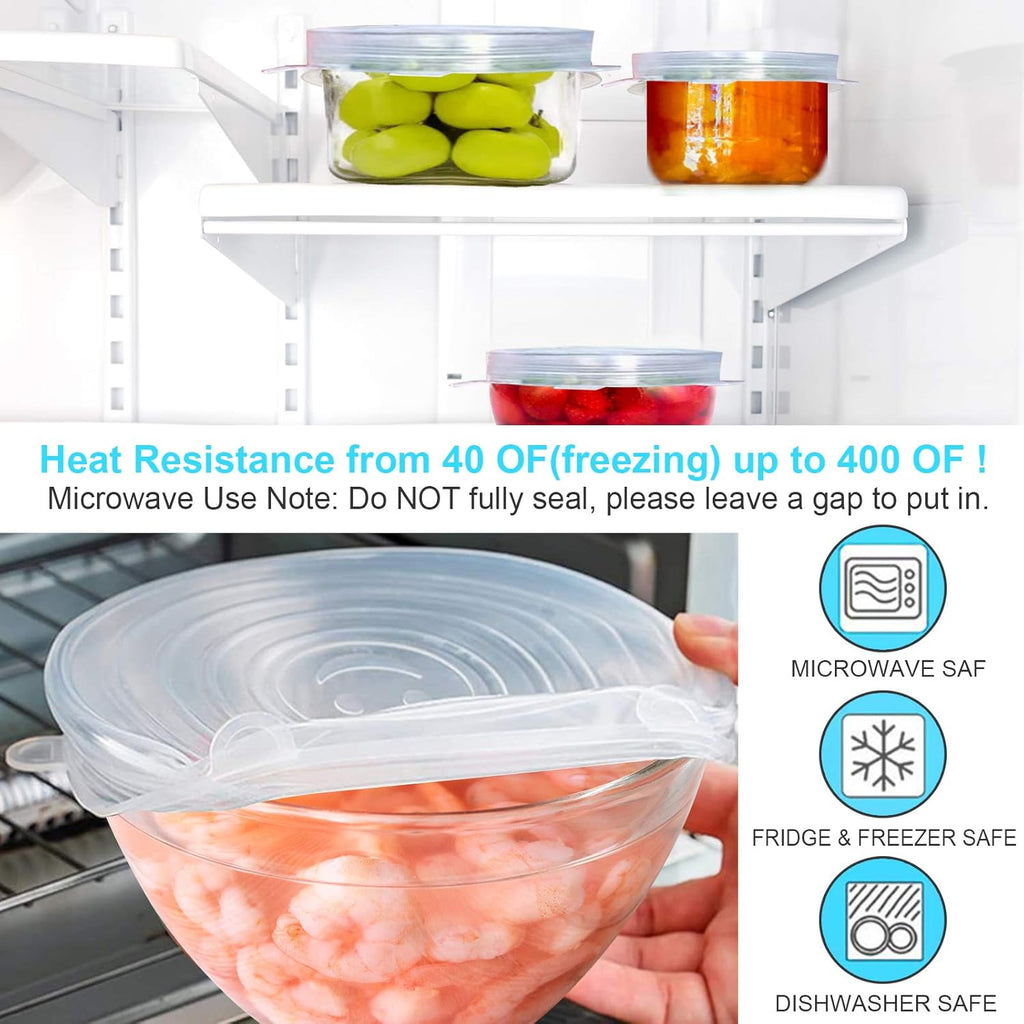 YXYL 14 PCS Reusable Silicone Stretch and Seal Lids for Food Storage. Flexible Round Silicone Bowl Covers. 7 Different Sizes - Keep Food Fresh