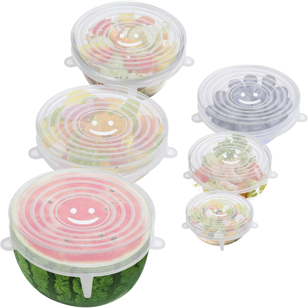 6PCS OstWony Silicone Stretch Lids. Four Specifications of Reusable Silicone Bowl Cover. Suitable for Various Food Containers. High and Low Temperature Scenarios (Microwave Ovens. Freezers)