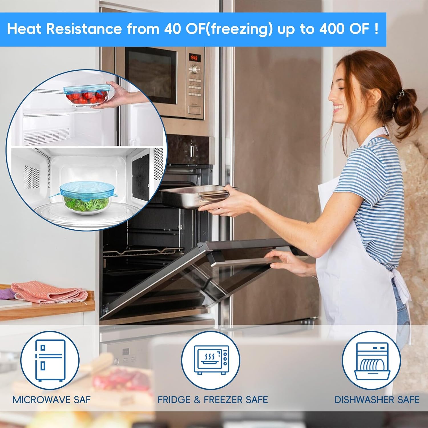 12PCS Silicone Stretch Lids for Food Storage. 6 Specifications of Reusable Silicone Bowl Cover. Suitable for Various Food Containers. High and Low Temperature Scenarios (Microwave Ovens. Freezers)