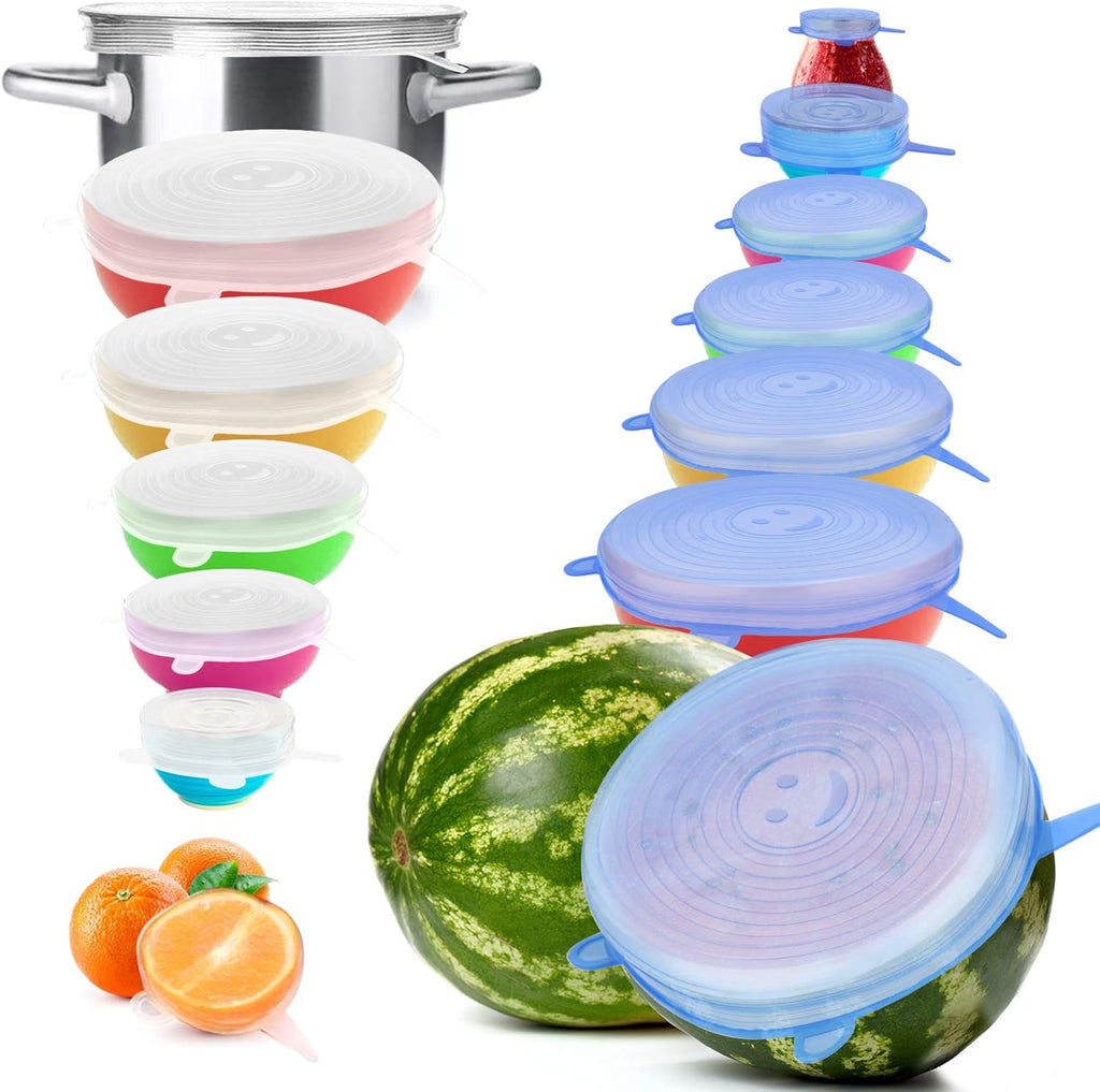 YXYL 14 PCS Reusable Silicone Stretch and Seal Lids for Food Storage. Flexible Round Silicone Bowl Covers. 7 Different Sizes - Keep Food Fresh
